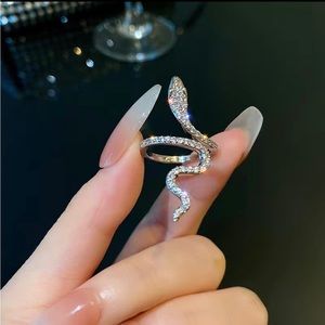 Gothic Rhinestone Snake Ring Adjustable
